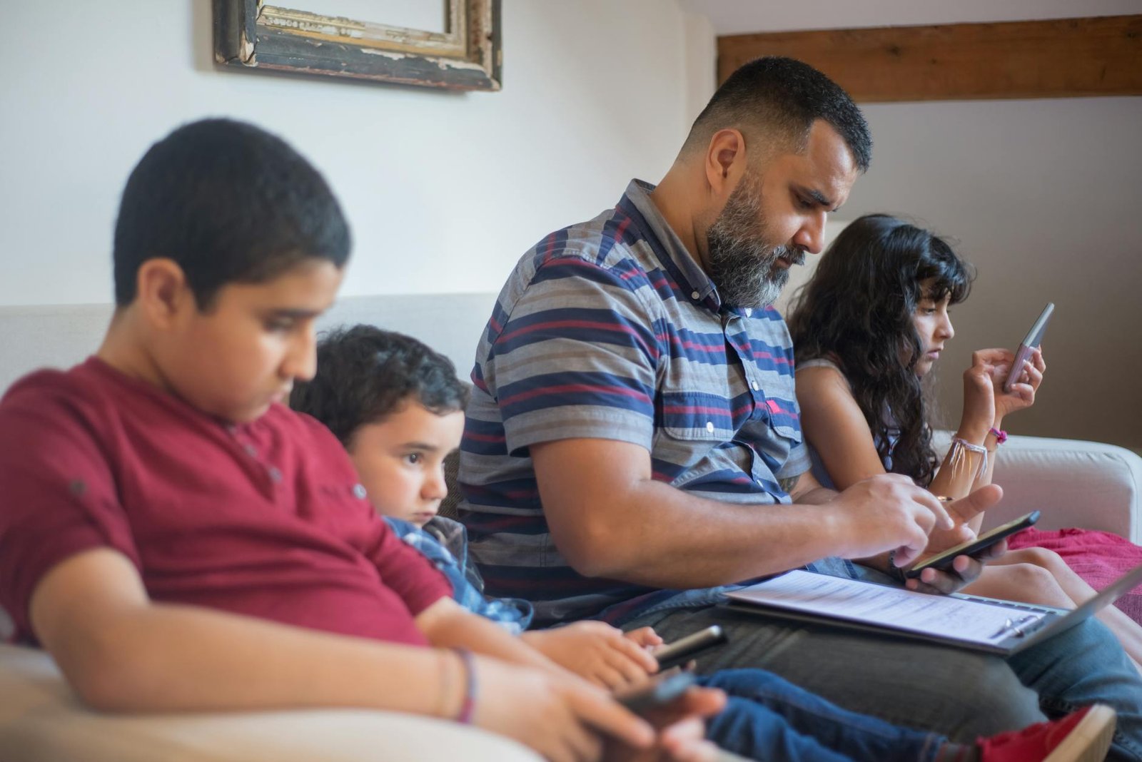 Family learning together about digital safety at home